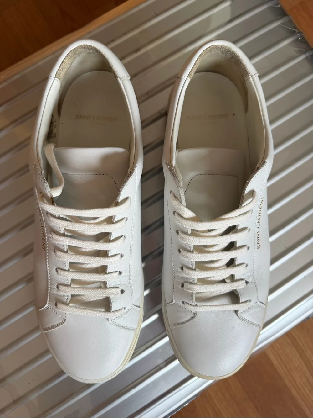 *Andy Sneakers*Saint Laurent White Leather Low-Top Sneakers
